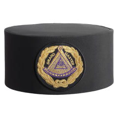 Grand Master Blue Lodge Crown Cap - Black With Gold Emblem & Wreath