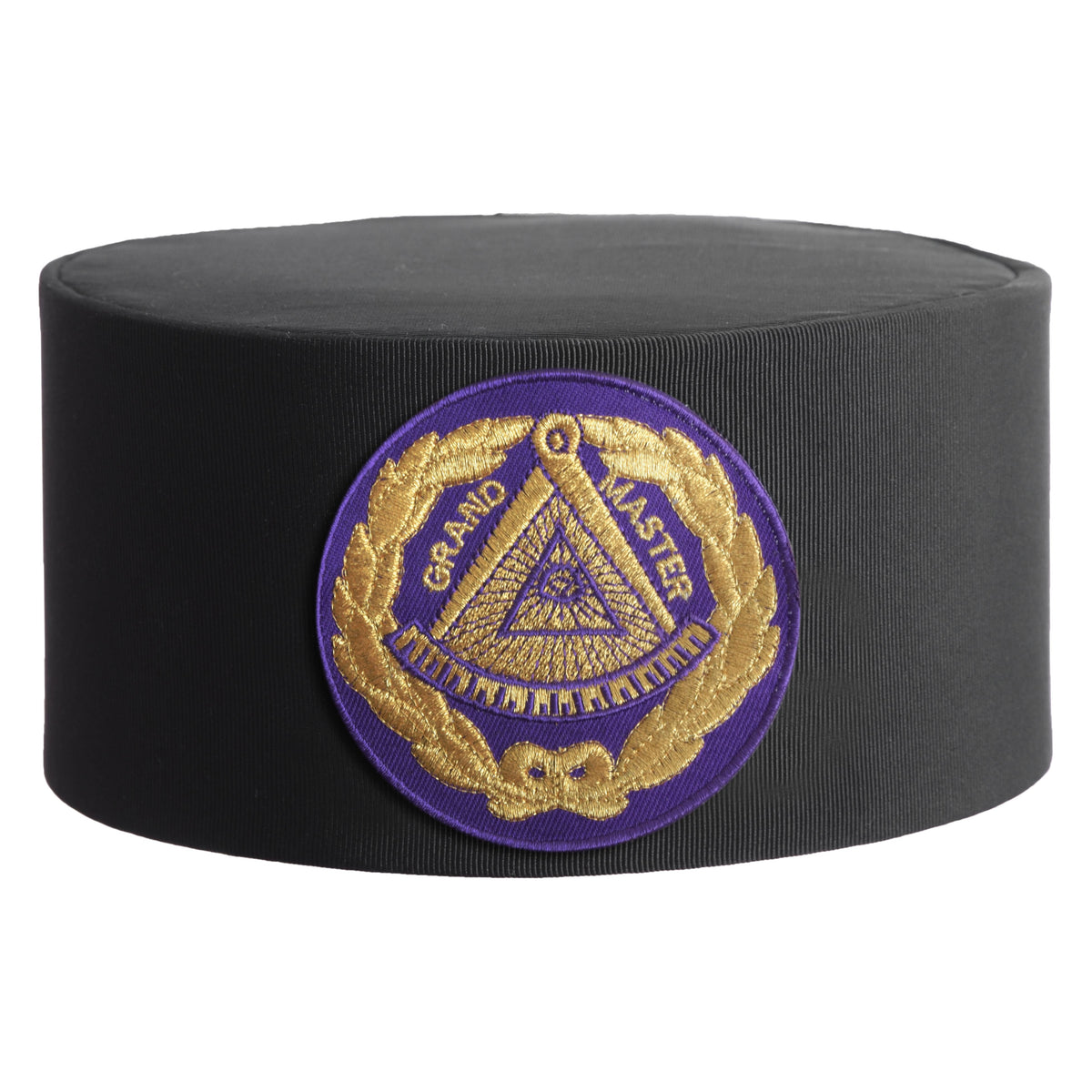 Grand Master Blue Lodge Crown Cap - Black Rayon With Purple Patch