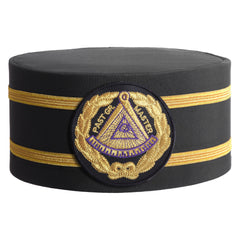 Past Grand Master Blue Lodge Crown Cap - Black Patch With Double Braid