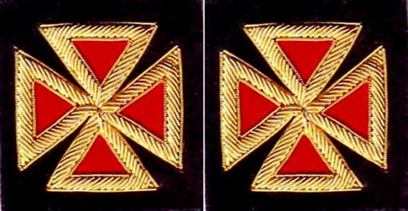 Knights Templar Sleeve Crosses - Bullion Embroidery