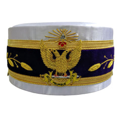 33rd Degree Scottish Rite Crown Cap - White Hand Embroidery