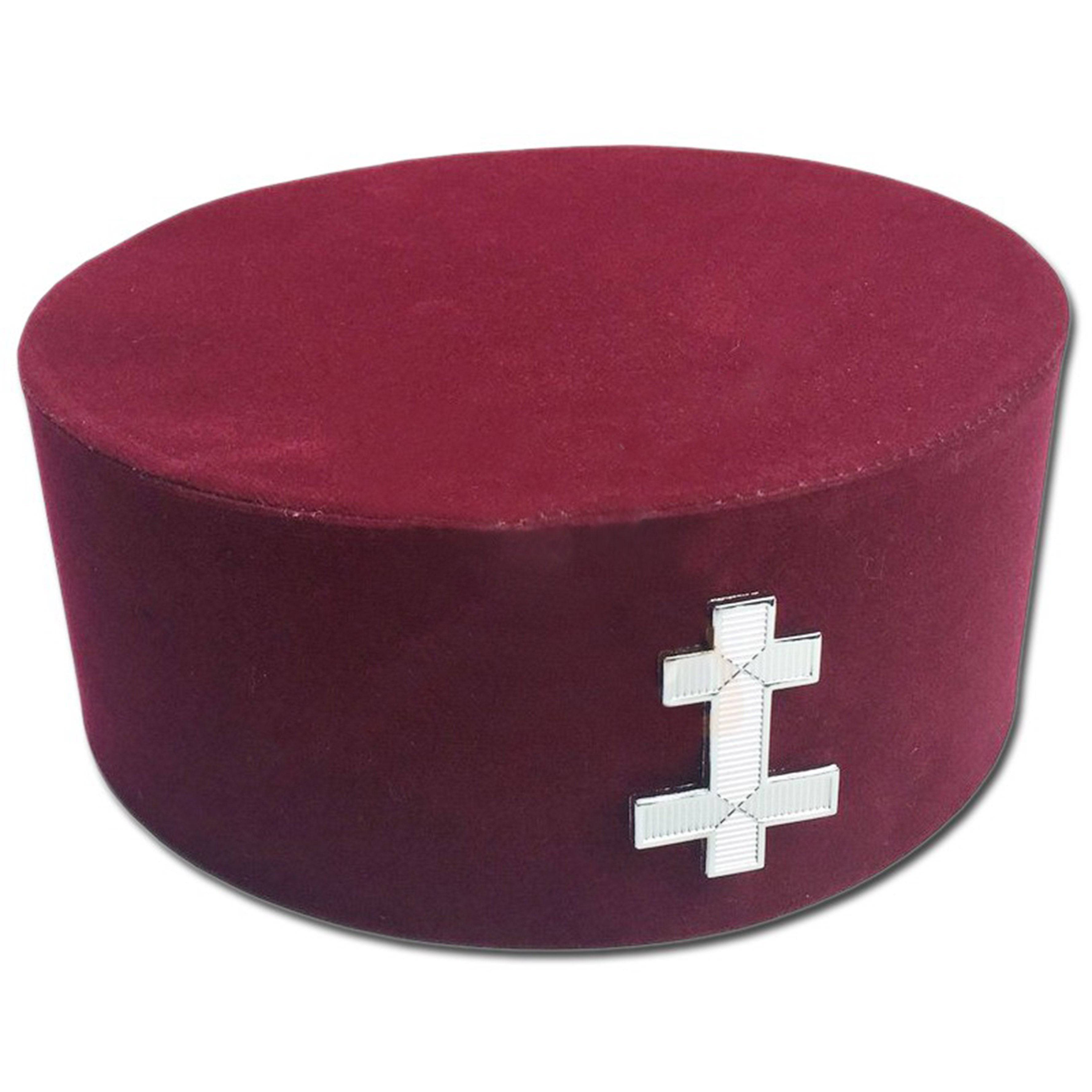 Preceptor Knights Templar English Crown Cap - Maroon Velvet