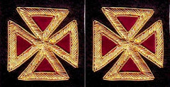 Knights Templar Sleeve Crosses - Bullion Embroidery