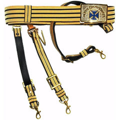 Knights Templar Past Grand Commander Black & Gold Sword Belt - Blue Cross