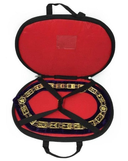 33rd Degree - Scottish Rite Rhinestone Chain Collar - Gold/Silver on Black + Free Case