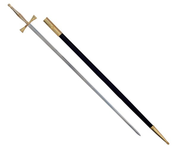 Masonic Sword with Gold Hilt and Black Scabbard 35 3/4" + Free Case