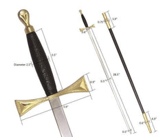 Masonic Sword with Black Gold Hilt and Black Scabbard 35 3/4" + Free Case