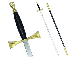 Masonic Sword with Black Gold Hilt and Black Scabbard 35 3/4" + Free Case