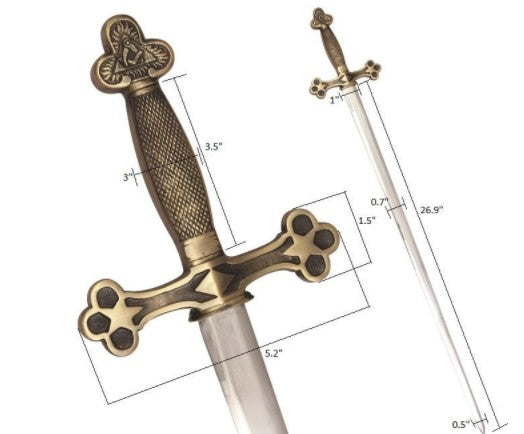 Masonic Ceremonial Sword Square Compass + Free Case