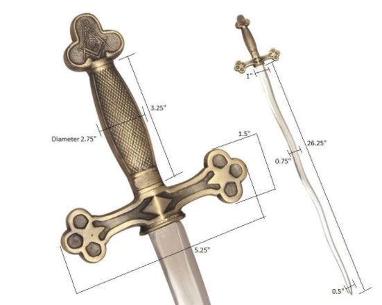 Masonic Ceremonial Snake Flaming Sword Square Compass G + Free Case