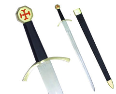 Masonic Knights Templar Cross Sword Black Hilt and Black Scabbard 35 3/4" + Free Case