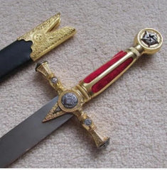 Square Compass Gold Masonic Ceremonial Sword Knife W/ Sheath 25.3"