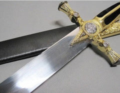 Square Compass Gold Masonic Masonic Sword Knife W/ Scabbard Gold 25.3"