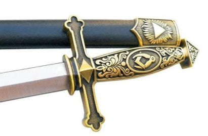 Square Compass Pyramid Masonic Sword Knife W/ Scabbard 24.1"