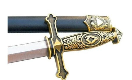 Square Compass Pyramid Masonic Sword Knife W/ Scabbard 24.1"