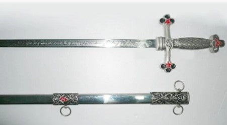 Square Compass Officer Red Star Masonic Sword 39.5"