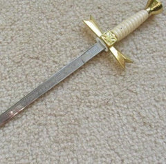 Gold Masonic Sable Fornitura Knob Ceremony Sword Knife W/ Scabbard Stand 12"