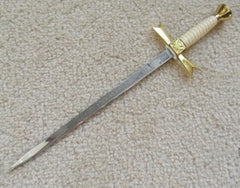 Gold Masonic Sable Fornitura Knob Ceremony Sword Knife W/ Scabbard Stand 12"