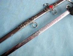 Knight of St. John Templar Masonic Red Cross Sword Silver 35.6"