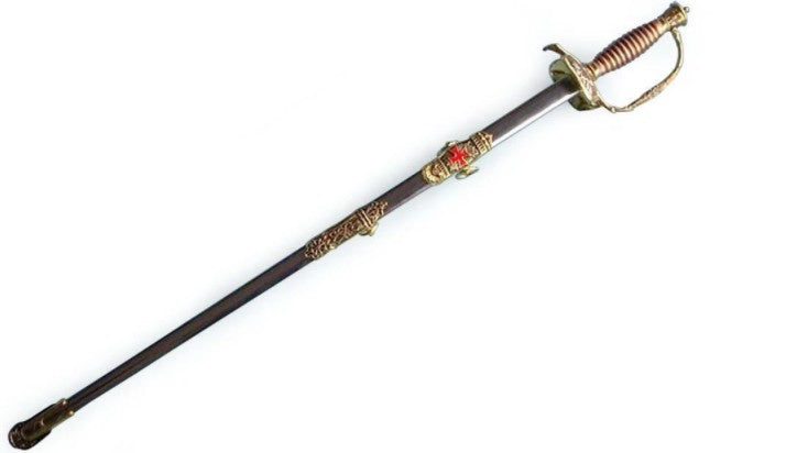 Knight of St. John Templar Masonic Red Cross Sword Gold 35.6"