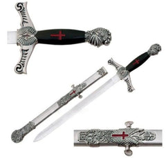 Masonic Knights Templar Sword Knife Red Cross W/ Scabbard 22"