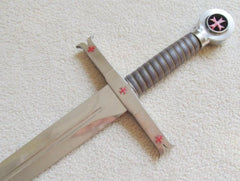 Knight Templar Red Cross Sword W/ Crescent Wall Mount 40"