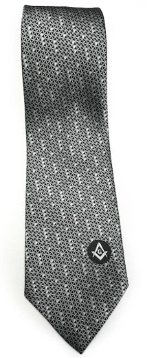 Masonic Regalia Black White Freemasons Tie