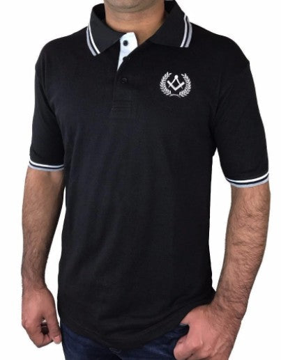 Polo Shirt with Square Compass Embroidery Logo [Black, Grey, Blue]