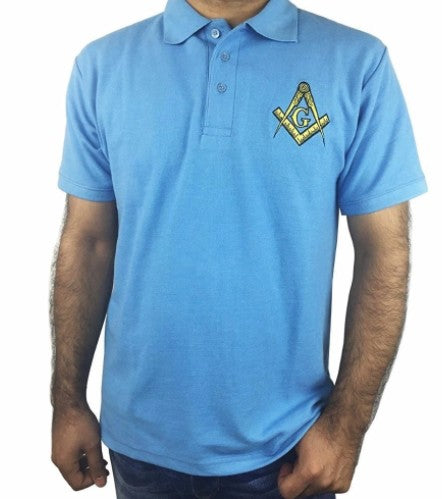 Classic Polo Shirt with Embroidered Square Compass & G [Multiple Colors]