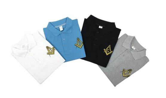 Classic Polo Shirt with Embroidered Square Compass & G [Multiple Colors]