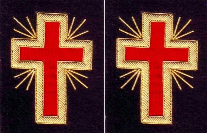 Knights Templar Sleeve Crosses - Bullion Embroidery