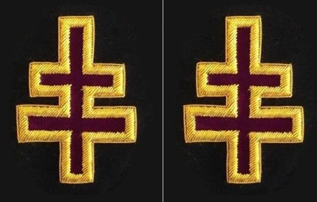 Knights Templar Sleeve Crosses - Bullion Embroidery