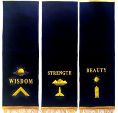 Masonic Blue Lodge Pedestal Covers - Set Of Three Hand Embroidered