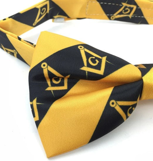 High Quality 100% Silk Masonic Bow Tie Yellow and Black