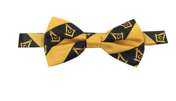 High Quality 100% Silk Masonic Bow Tie Yellow and Black