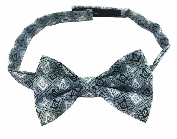 Masonic 100% Silk Woven Craft Bow Tie with Square Compass & G Green