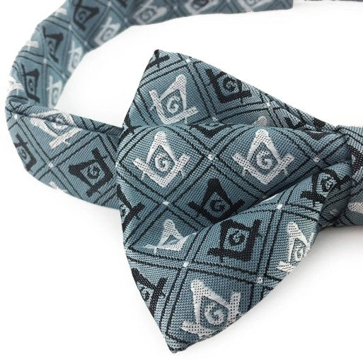 Masonic 100% Silk Woven Craft Bow Tie with Square Compass & G Green