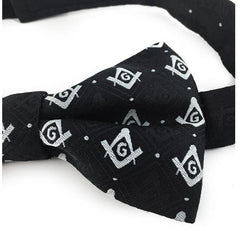 Masonic Regalia 100% Silk woven Bow Tie with Square Compass & G Black