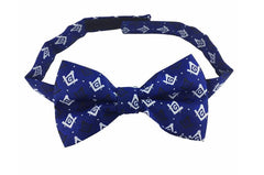 Masonic Regalia 100% Silk woven Bow Tie with Square Compass & G Blue