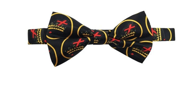 High Quality 100% Silk Masonic Knight Templar Bow Tie Black & Yellow