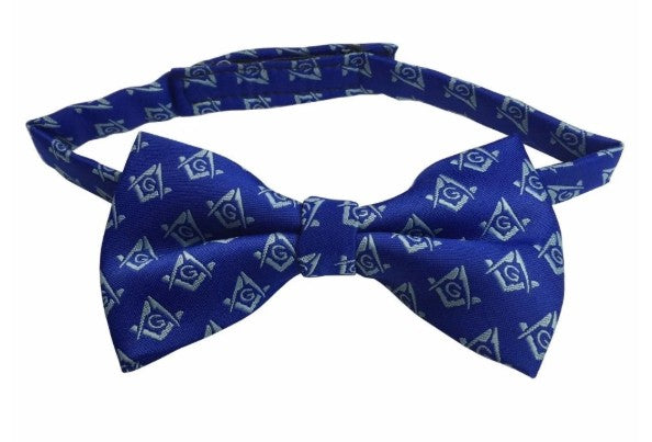 High Quality Masonic Bow Tie with Square Compass with G Blue