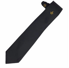 Masonic Regalia Masons Black Silk Tie with Gold embroidered Square Compass Logo