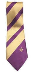 Masonic Masons Purple and Yellow Tie with Square Compass & G