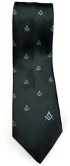 Masonic Regalia Craft Masons Silk Tie Embroidered Square Compass & G Green