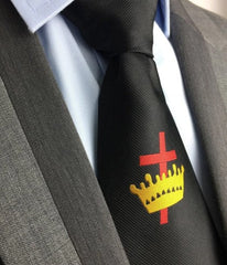 Masonic Knight Templar Black Silk Tie with Embroidered Logo