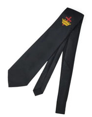 Masonic Knight Templar Black Silk Tie with Embroidered Logo