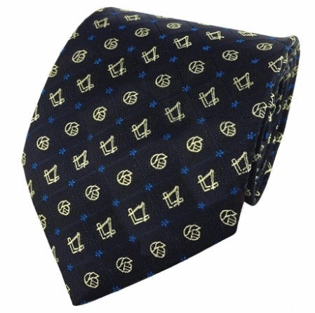 Masonic Regalia Forget Me Not Tie with Square and Compass