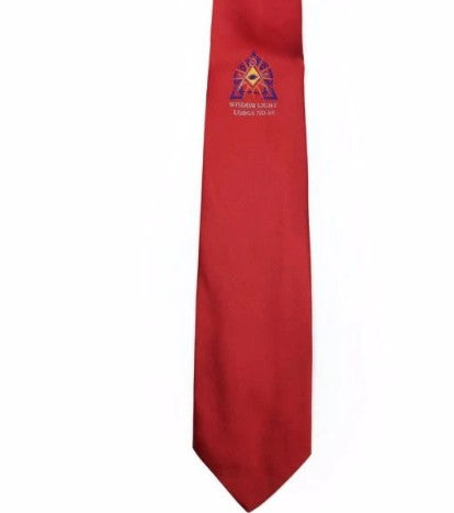 Masonic Regalia Red Tie with lodge logo