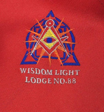 Masonic Regalia Red Tie with lodge logo