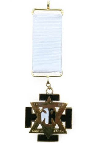 Scottish Rite Commander in Chief Officer Masonic Jewel - Wings Down, White Ribbon